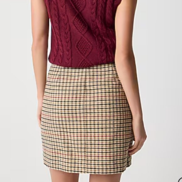 NWT J.Crew Factory Plaid Wool-Blend A-Line Mini Skirt Size 2 - Picture 2 of 10